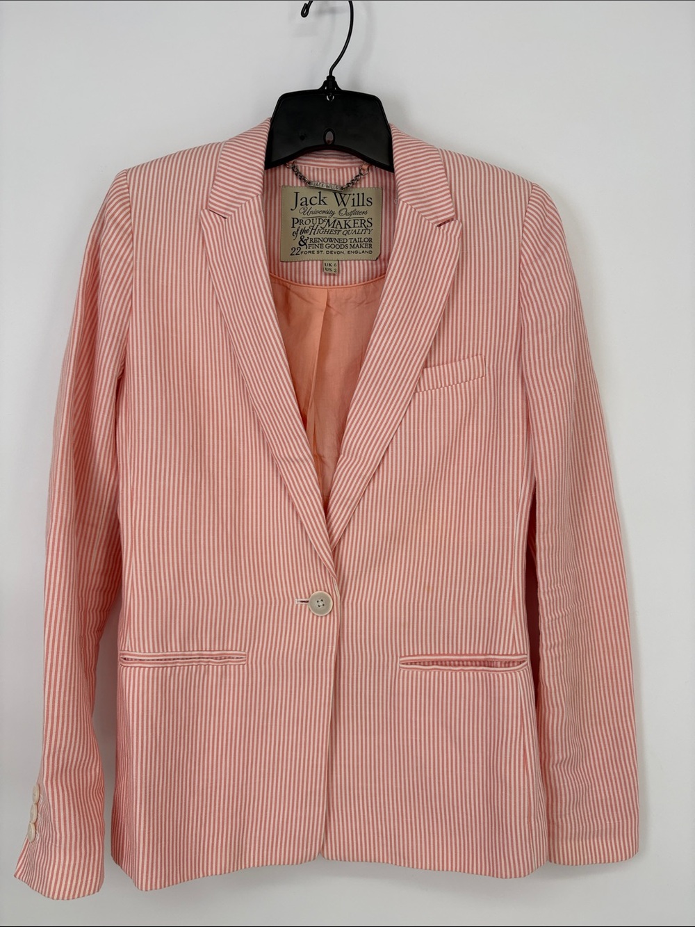 🦺 Jack Wills linen cotton Pink & White Striped Blazer